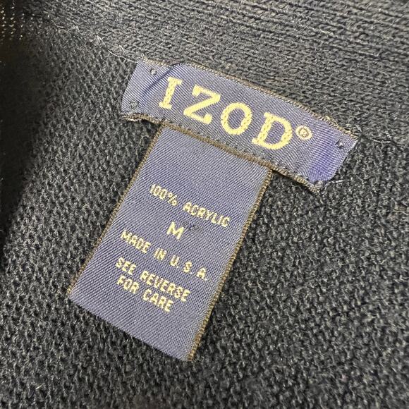 Izod Cardigan Sweater Mens Medium Navy Blue Knit Preppy Classic Golf Made in USA - Picture 4 of 6